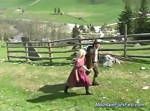 Busty german MILF needs hard anal sex in the mountains
